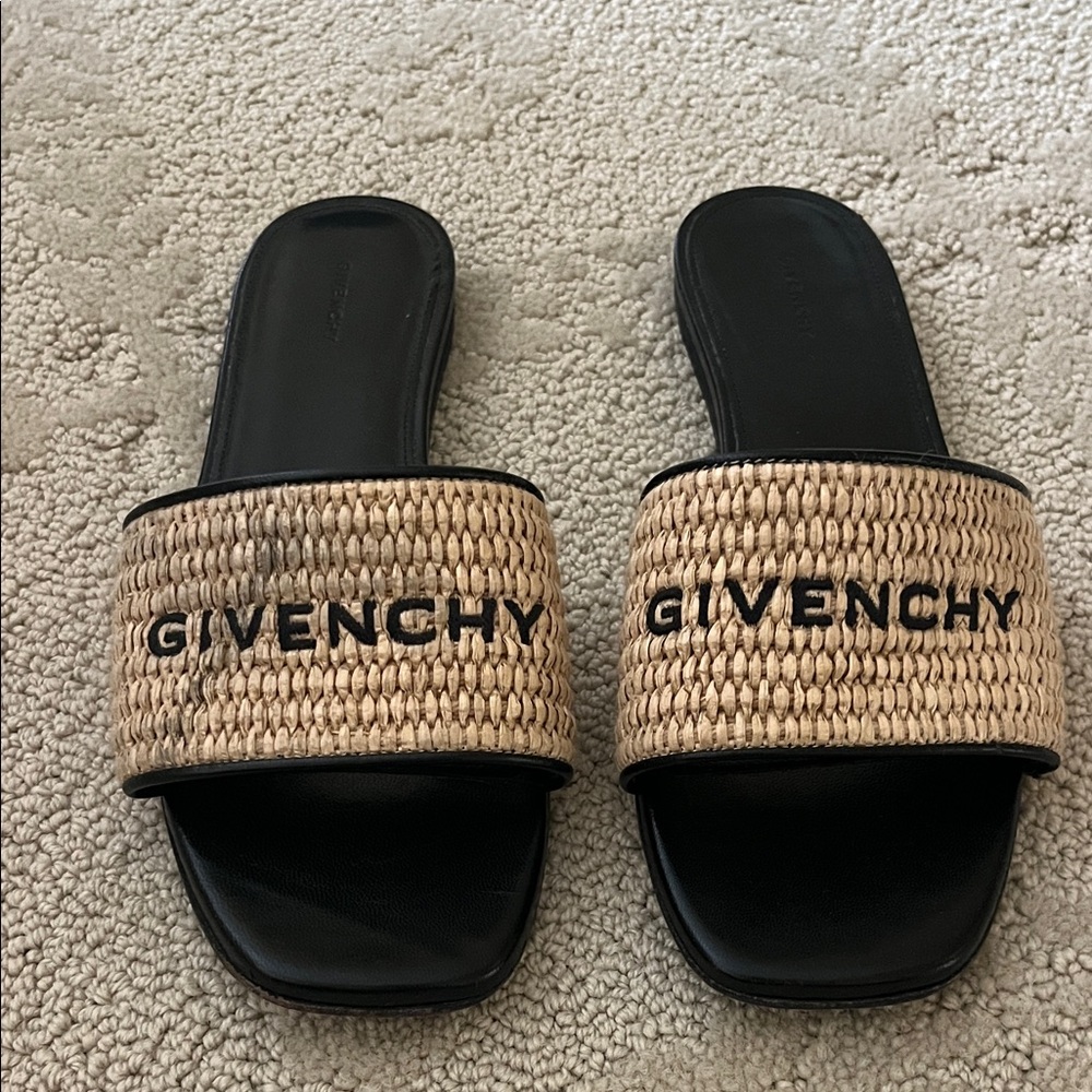 Givenchy Black and Tan Woven Slides